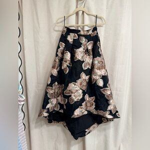 Eliza J Black Floral Jacquard A-Line Skirt (NWT) 4